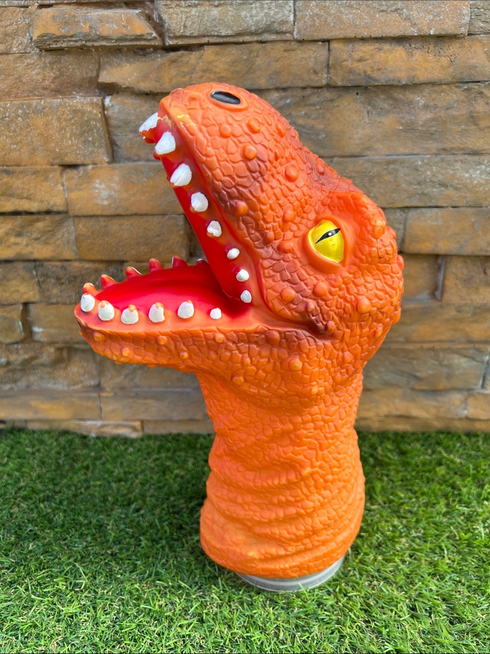 T-Rex head vinyl hand puppet, dinosaurs kids toy VGUC